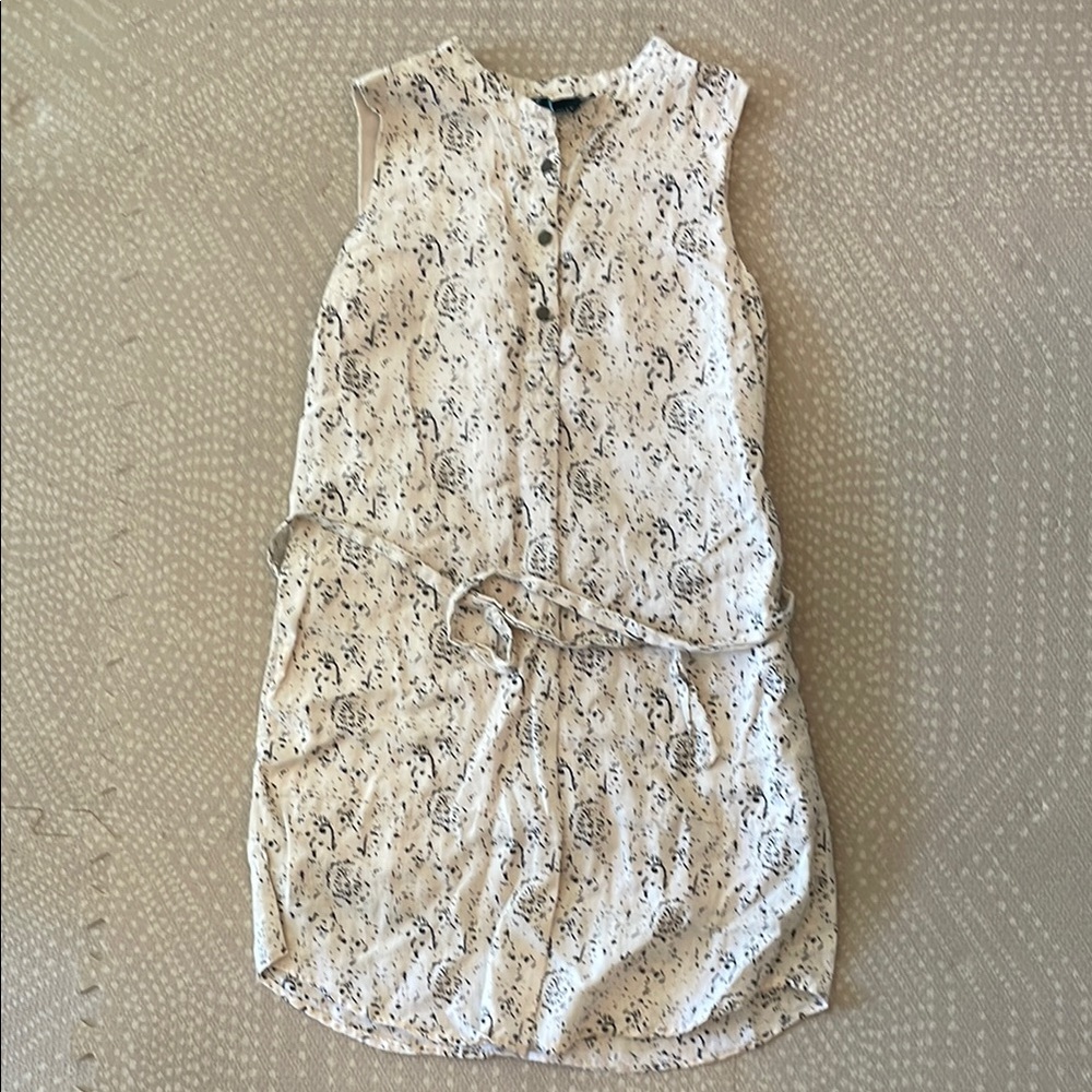 Cynthia Rowley Black and White Floral Linen Dress